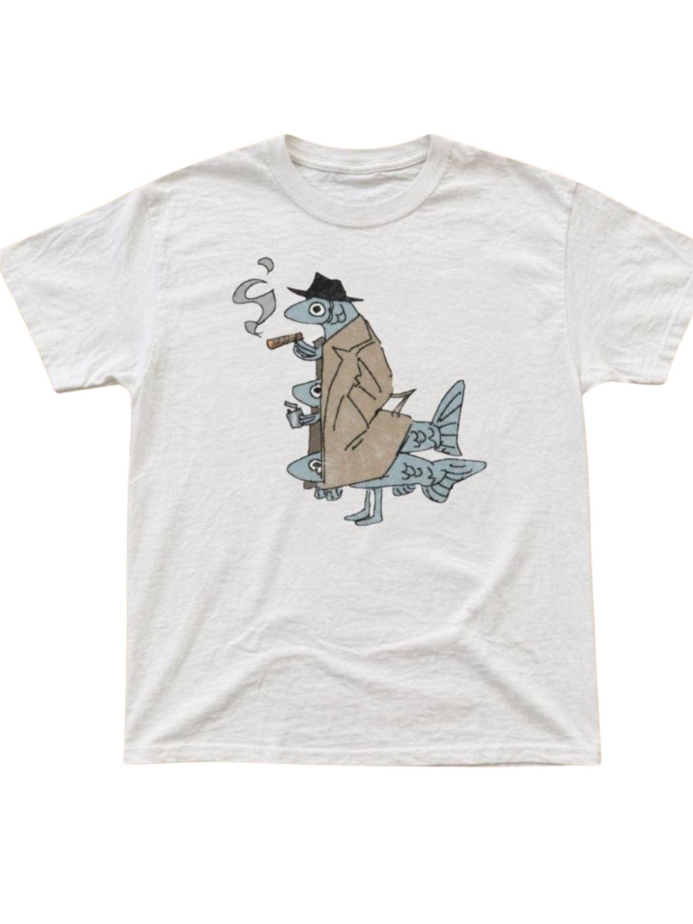 Gildan White Fish Detective Graphic Tee